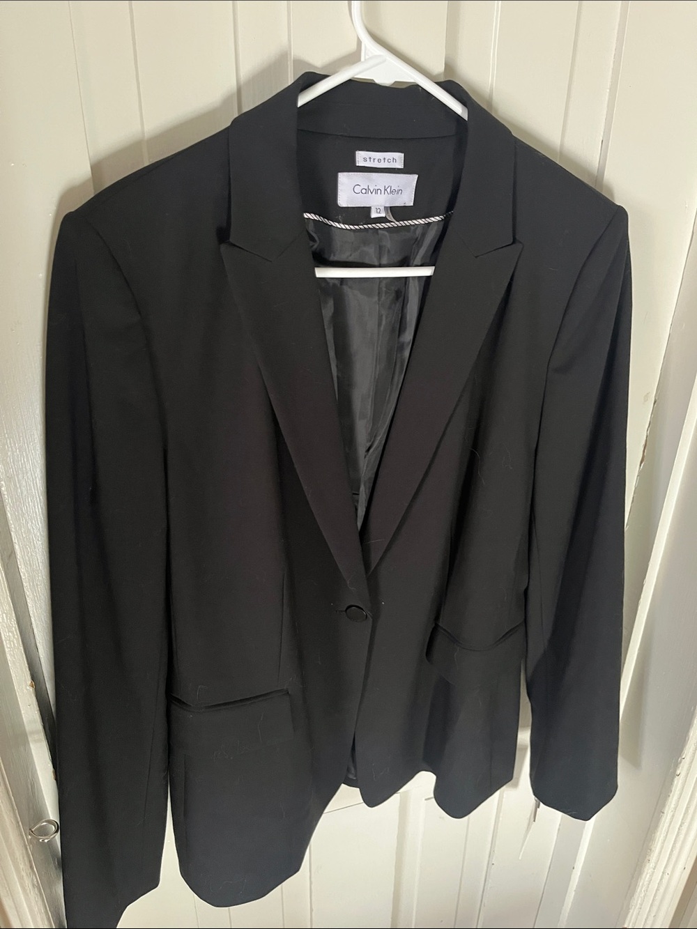 Calvin Klein Black Women's Single-Button Stretch Blazer